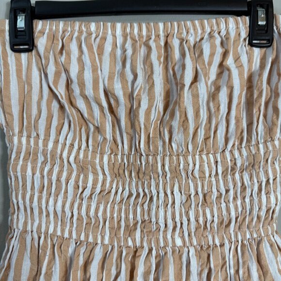 Topshop Textured Bandeau Beach Maxi Dress in Brown Stripe Women's 0-2 Seersucker - Picture 9 of 16